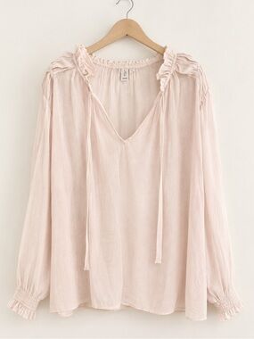 Joie Pale Blush V-Neck Peasant Blouse